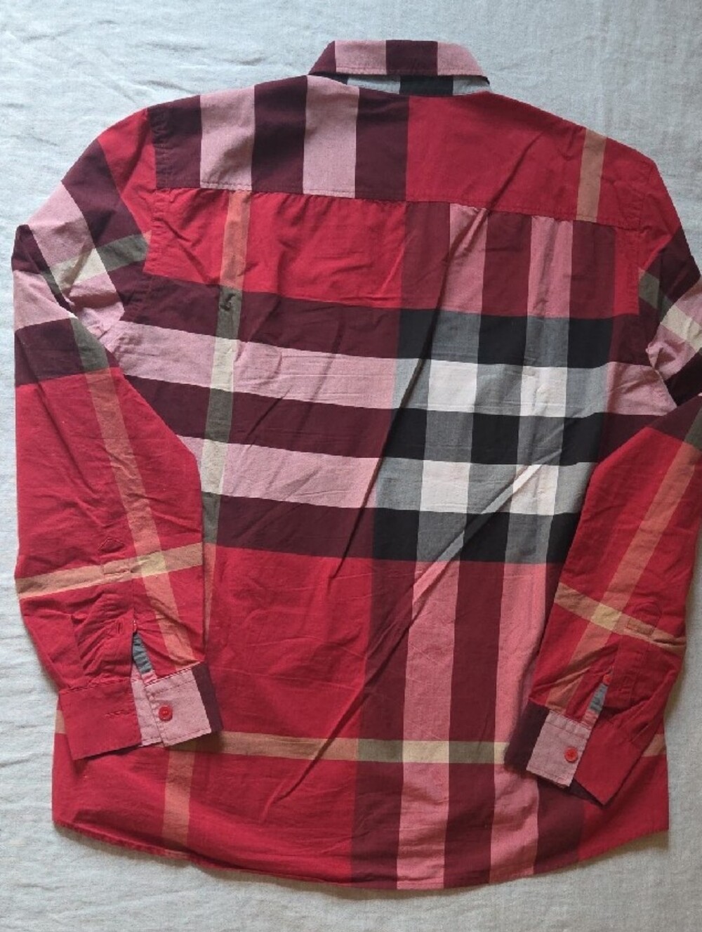 BURBERRY London England Patchwork Mega Check Red Button Down Shirt L - Picture 4 of 5